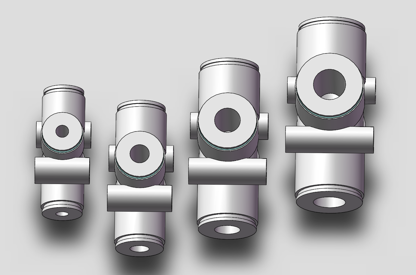 4款快速接头KQ2TZ十字变3四通接头模型