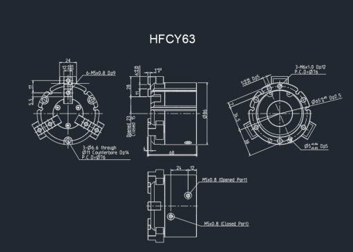HFC系列气动手指电动三爪两爪四爪平行开