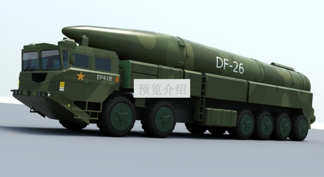 东风26导弹发射车三维模型CAD--1155952-2000