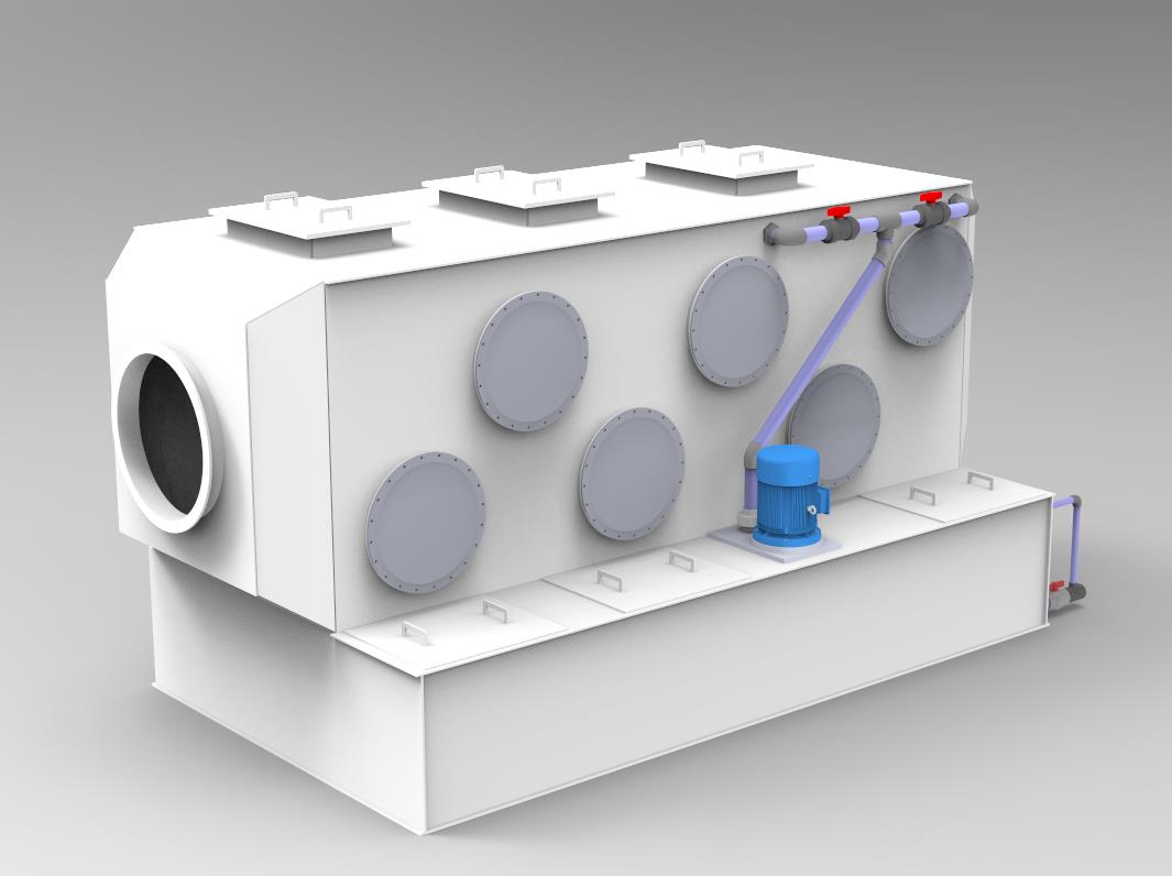 PP卧式喷淋塔3D