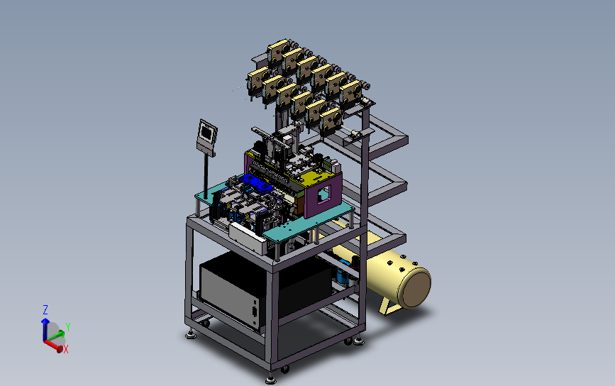 电子行业多头绕线机、色码电感绕线机 3D模型SolidWorks三维设计图