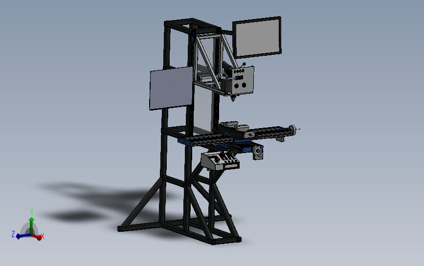 非标自动化钻铣一体机床 3D模型SolidWorks三维设计图