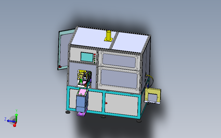 Y电容自动套磁环点胶机3D模型SolidWorks三维设计图