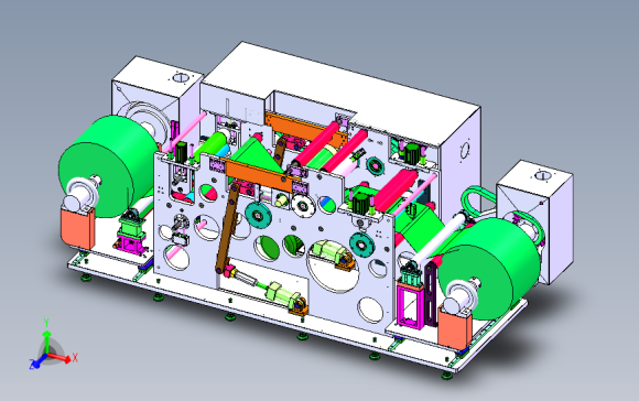 薄膜钢片自动卷压机、自动收放卷卷压机 3D模型SolidWorks三维设计图