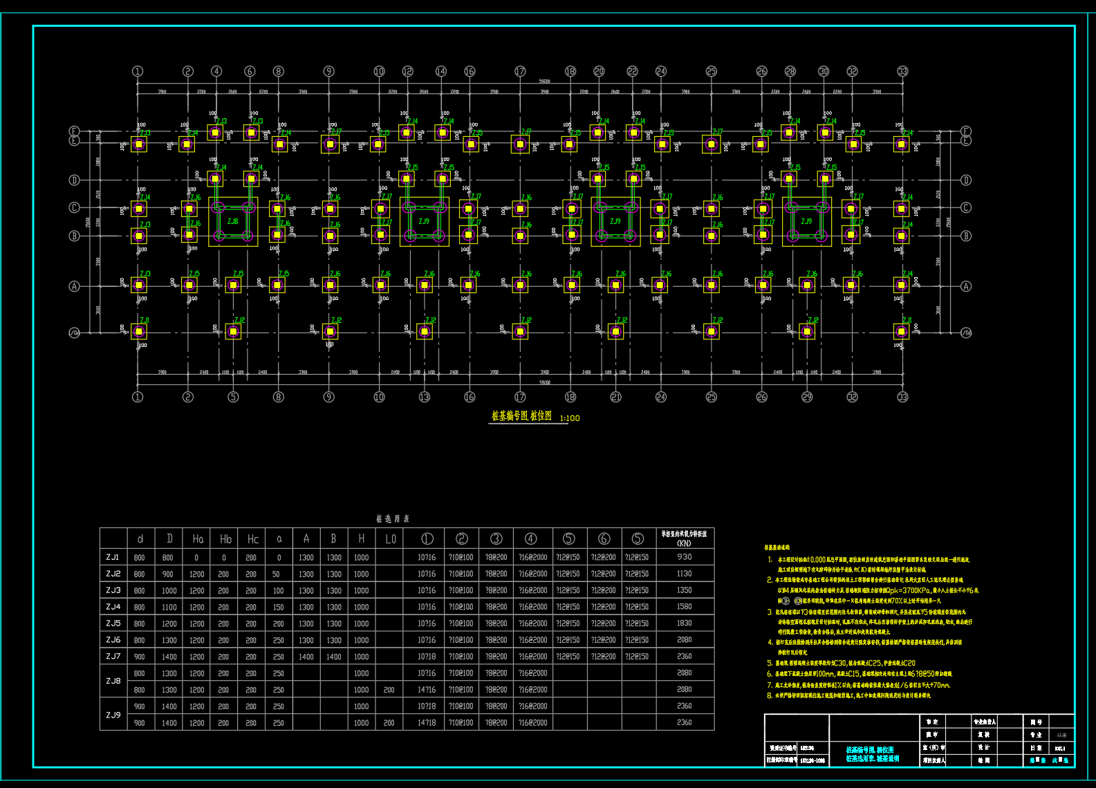 框剪结构小高层住宅楼结构施工图(12层桩基础坡屋面)
