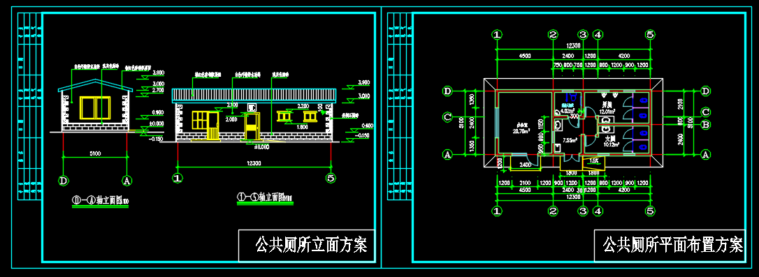 公共厕所建筑设计CAD方案图公共厕所平面布置方案