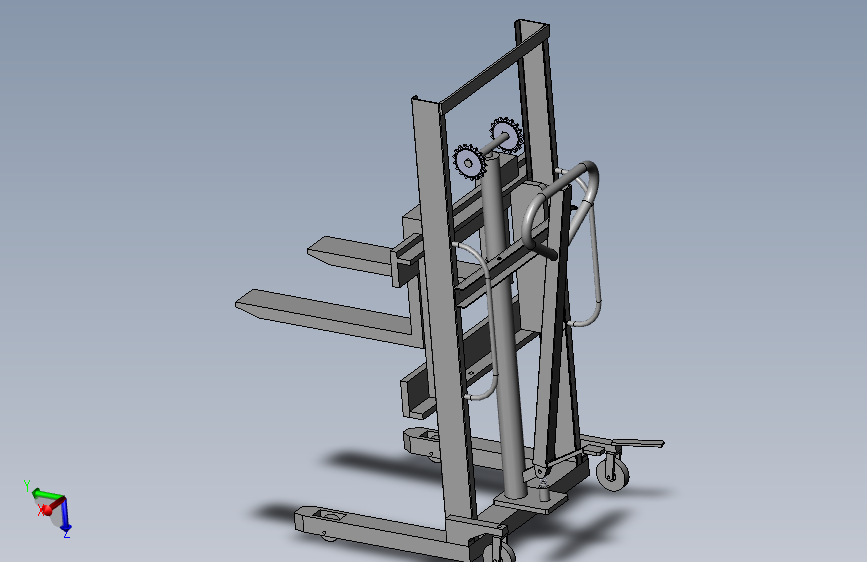 手工液压堆高车solidworks+PROE三维
