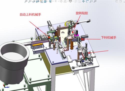 气动机械手自动上下料新磁芯包胶机-旋转取放料-四工位-同步夹紧-旋转上料-气动机械手