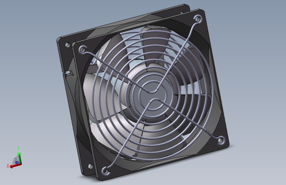 120x120mm设备散热风扇3D模型_SolidWorks设计