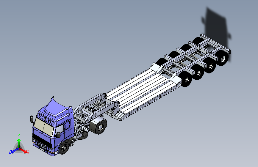 工程拖板车三维建模图纸 3D模型（SolidWorks设计