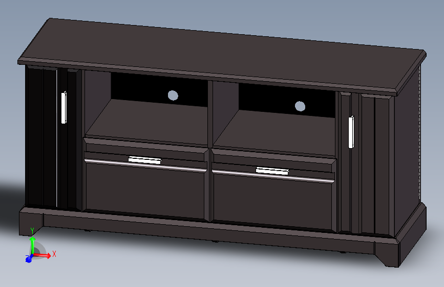 多媒体控制台桌 3D模型SolidWorks三维设计图