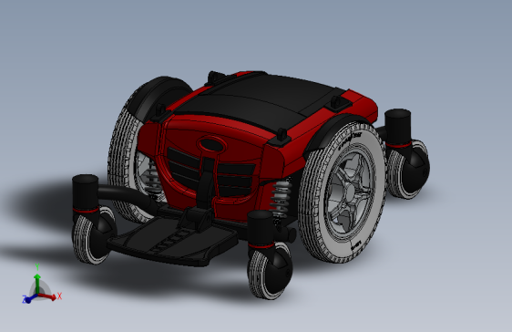电动轮椅 3D模型SolidWorks三维设计图