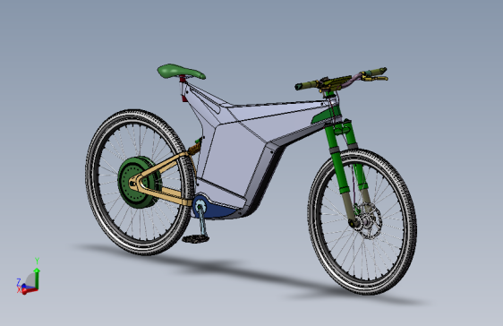 电动自行车3D模型SolidWorks三维设计图