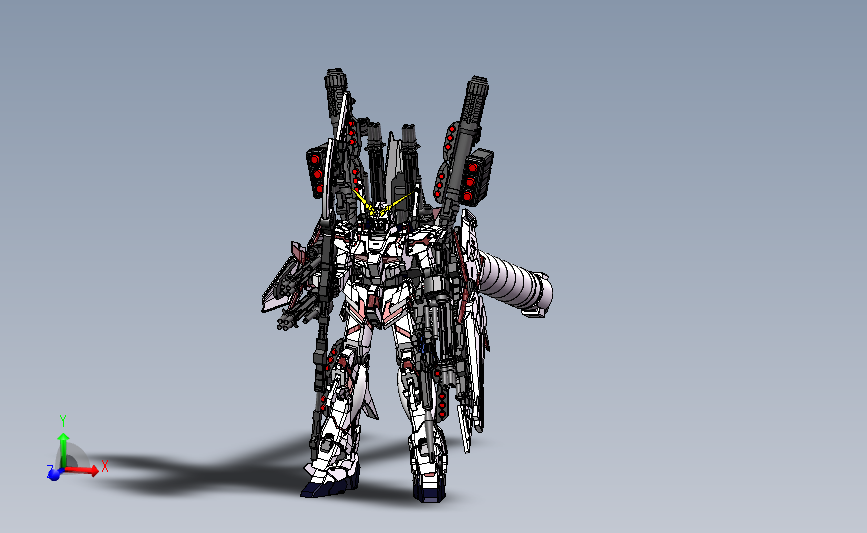 独角兽高达FA机器人3D模型SolidWorks三维设计图