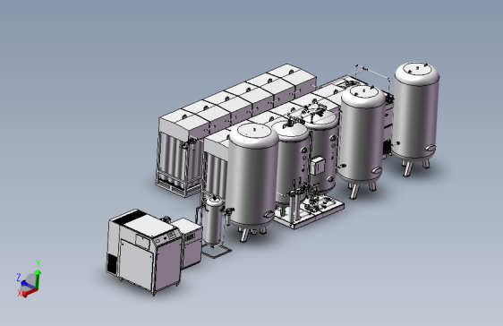 氮气发生器设备全套系统 3D模型SolidWorks三维设计图