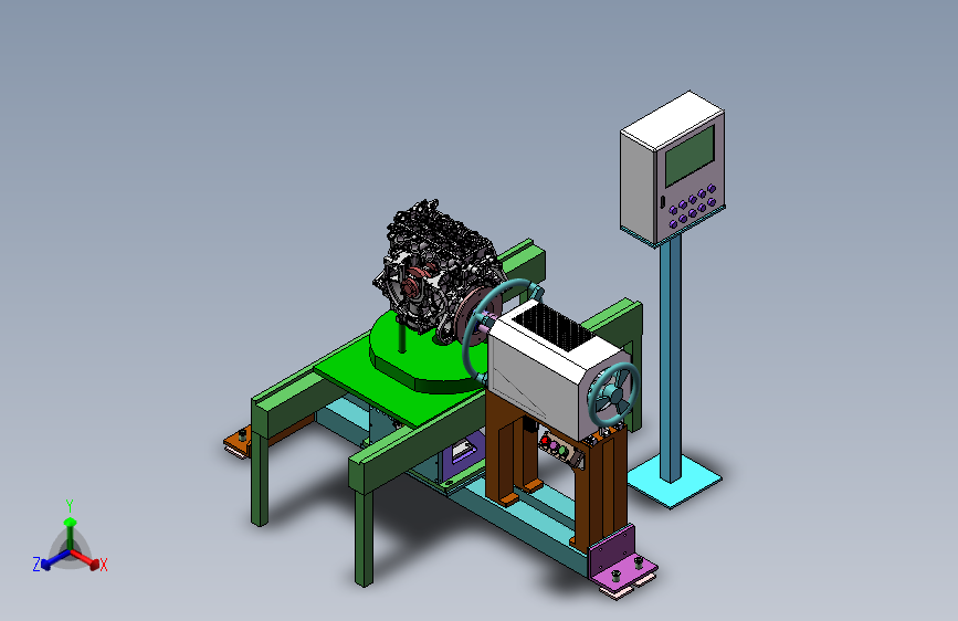 北汽汽车发动机飞轮三轴拧紧机 3D模型SolidWorks三维设计图