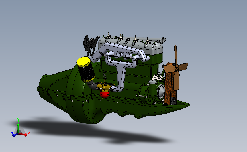 福特T型车发动机+变速箱传动机构 3D模型SolidWorks三维设计图