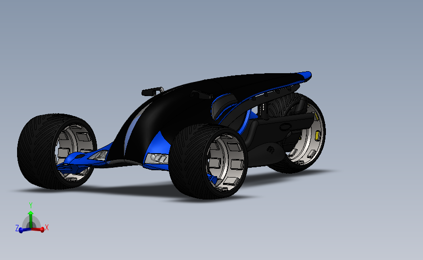 概念无轮毂三轮车3D模型SolidWorks三维设计图