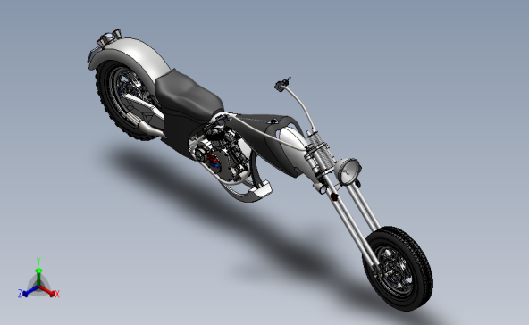 概念Chopper摩托车 3D模型SolidWorks三维设计图