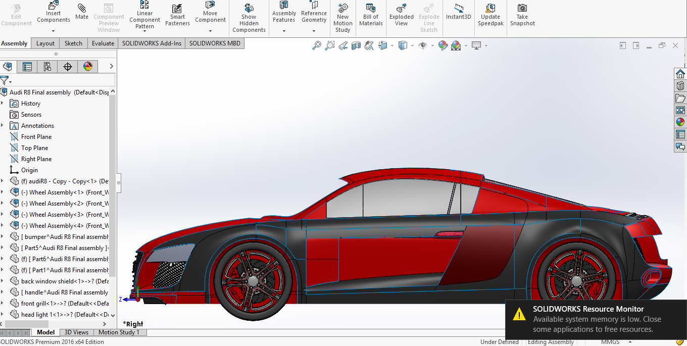 奥迪r8汽车模型 3D模型SolidWorks三维设计图