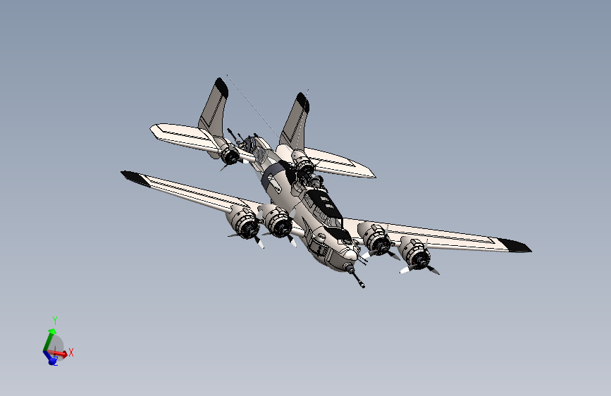 二战轰炸机3D模型SolidWorks三维设计图
