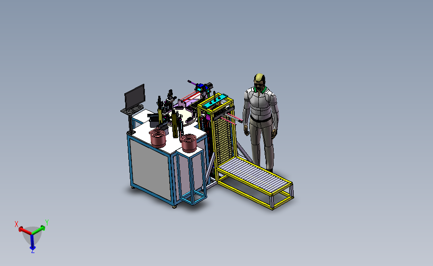 按键自动装配机 3D模型SolidWorks三维设计图