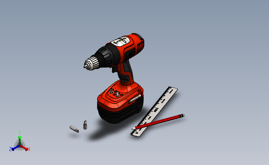 百得”充电钻 起子 3D模型SolidWorks三维设计图