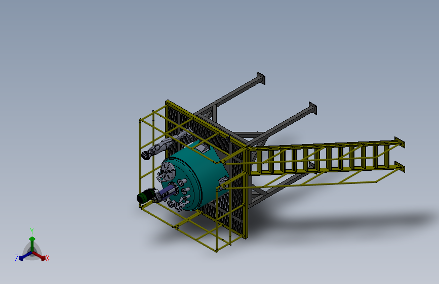 钢平台搅拌机 3D模型SolidWorks三维设计图
