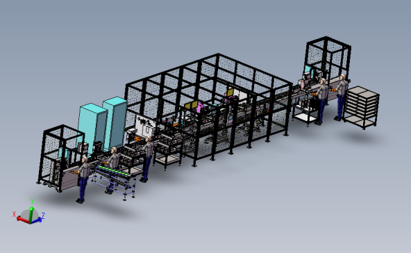 半自动化焊接生产线 3D模型SolidWorks三维设计图