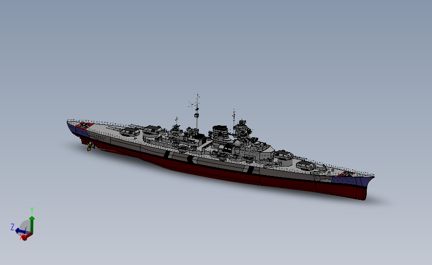 俾斯麦号战列舰模型 3D模型SolidWorks三维设计图
