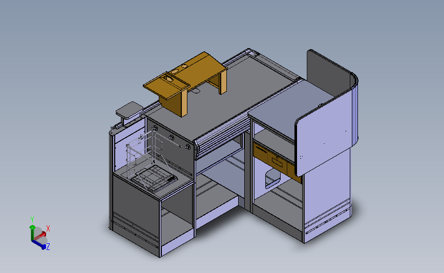 超市系列设备--收银台3 3D模型 3D模型SolidWorks三维设计图