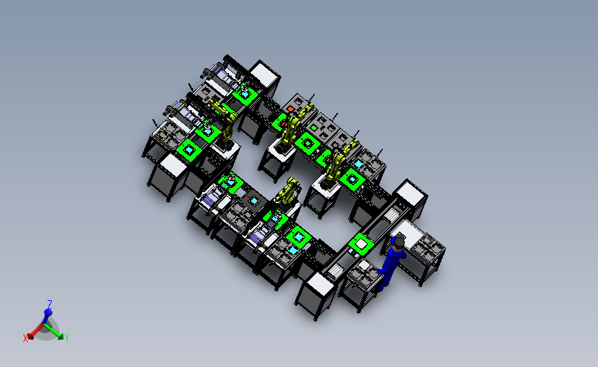 倍速链电池组装线方案 3D模型SolidWorks三维设计图