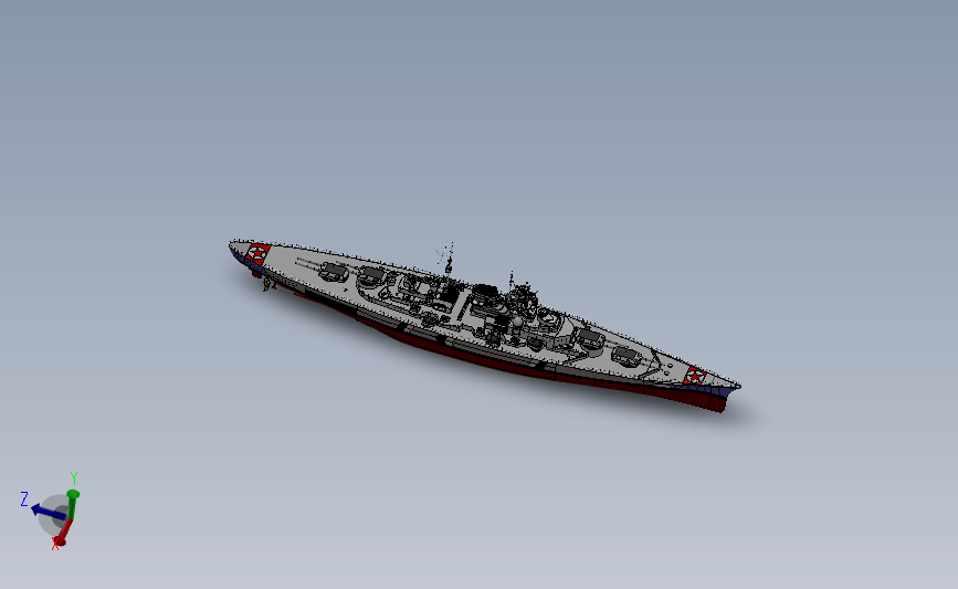 俾斯麦号战列舰模型 3D模型SolidWorks三维设计图