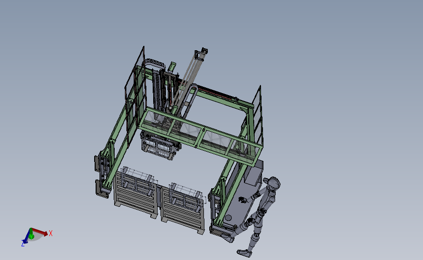 大桁架机械手出料架全套、抓取机械手设备 3D模型SolidWorks三维设计图