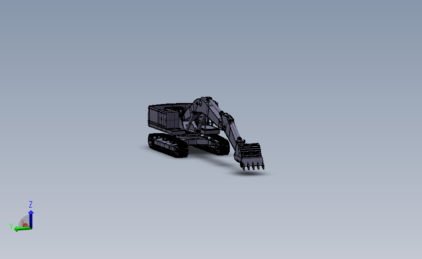 大型工程机械带连杆挖土机挖掘机 3D模型SolidWorks三维设计图