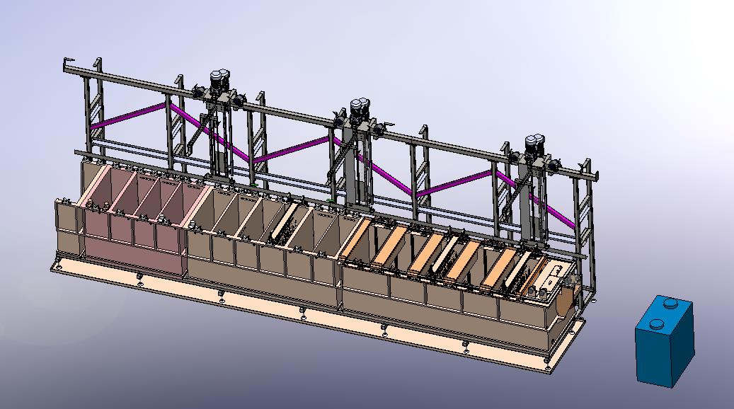 电泳镀锌喷漆表平面处理自动生产线-凸轮振动-自动转移至下工序-平移升降机械手
