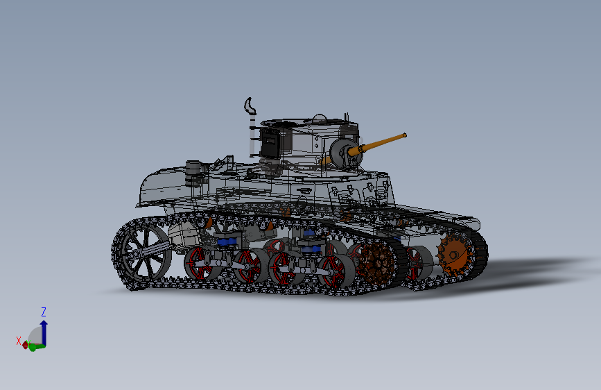 M3斯图尔特坦克 3D模型SolidWorks三维设计图