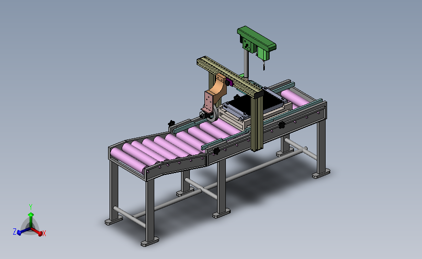 带条形码识别功能的散热器的输送机 3D模型SolidWorks三维设计图