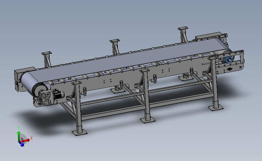 带式输送机+料斗 3D模型SolidWorks三维设计图