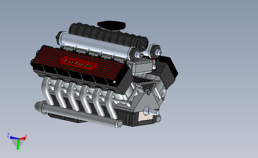 带增压器的V12发动机图纸 3D模型SolidWorks三维设计图