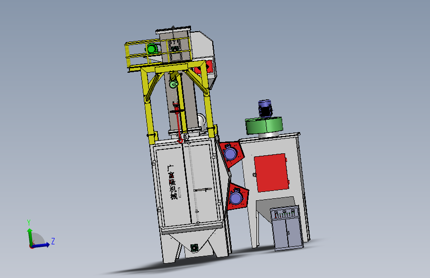 Q376吊钩式抛丸机 3D模型SolidWorks三维设计图