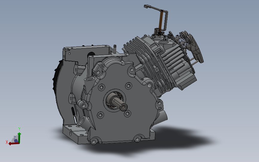 单缸四冲汽油发动机3D模型SolidWorks三维设计图