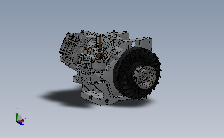 单缸四冲程双气门发动机 3D模型SolidWorks三维设计图