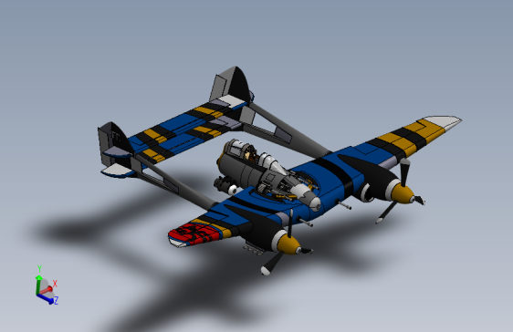 P-38J“闪电”战斗机 3D模型SolidWorks三维设计图