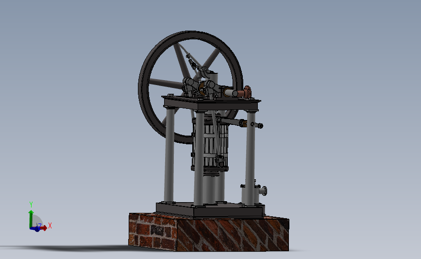 转缸式活塞发动机 3D模型SolidWorks三维设计图
