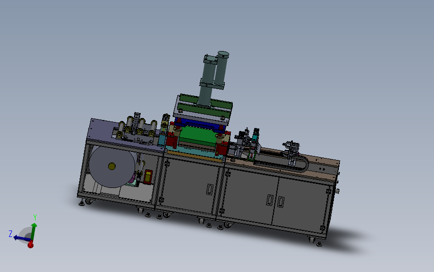 自动冲膜机、液态锂离子电池铝塑膜成型裁切机 3D模型SolidWorks三维设计图