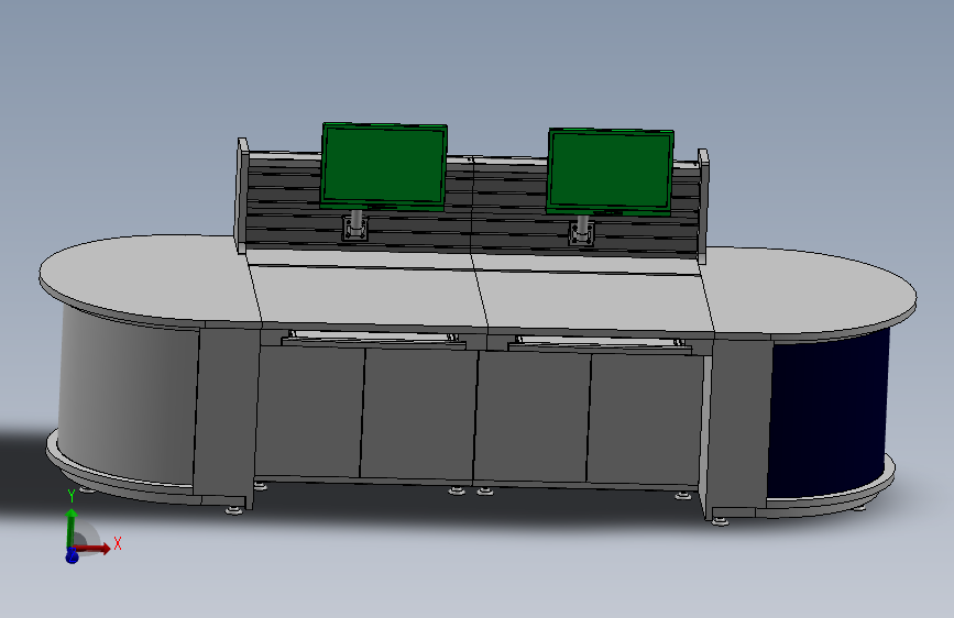 新型中控室控制台 3D模型SolidWorks三维设计图