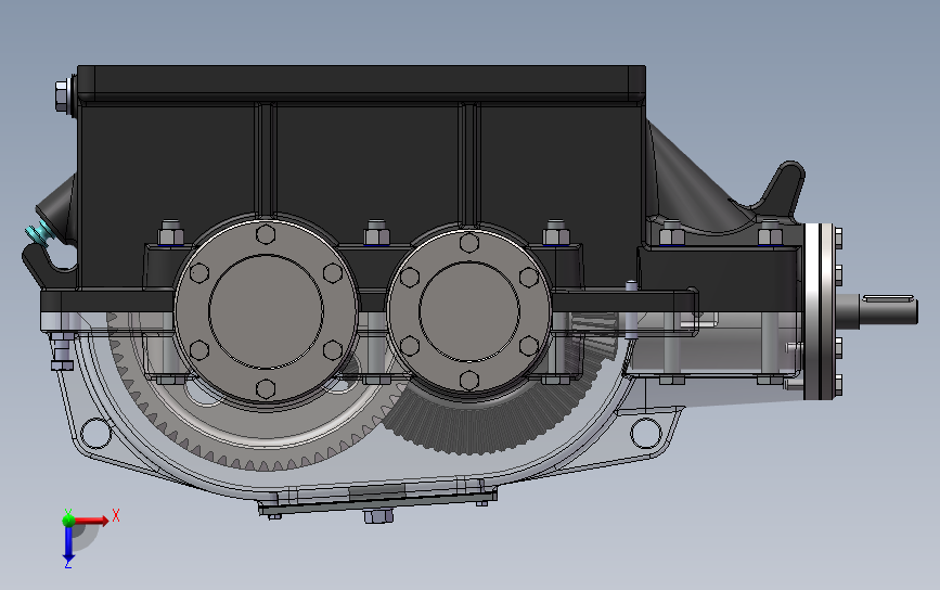 锥齿轮二级减速器 3D模型SolidWorks三维设计图
