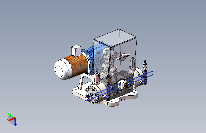 小排气量隔膜压缩机3D模型SolidWorks三维设计图