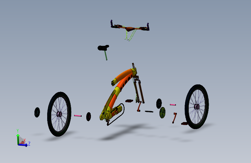 佐罗创意自行车 3D模型SolidWorks三维设计图
